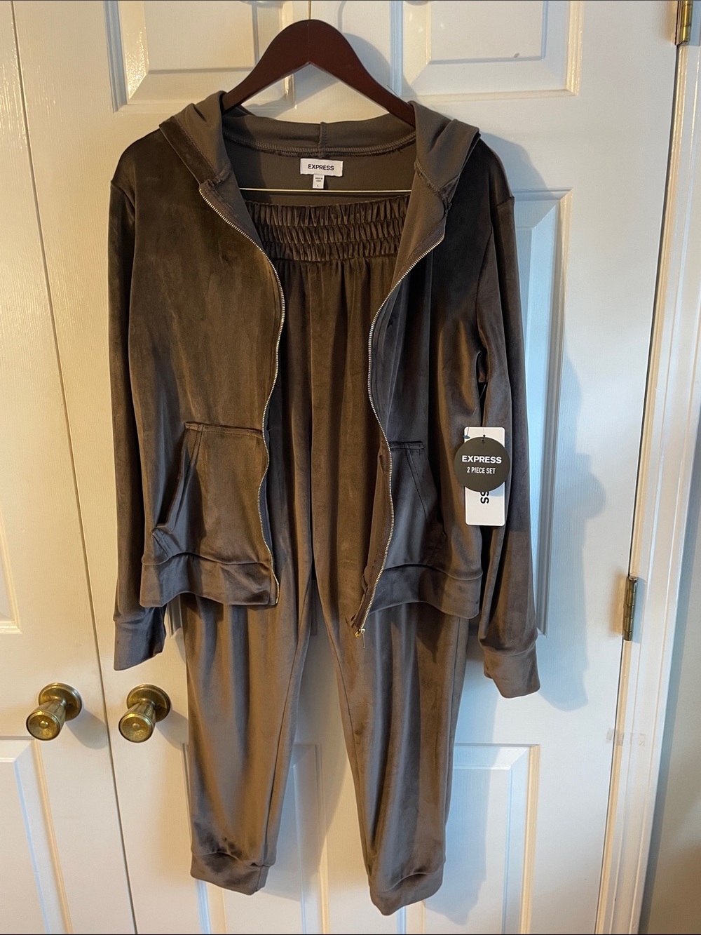 Express Brown Velour Hoodie & Joggers